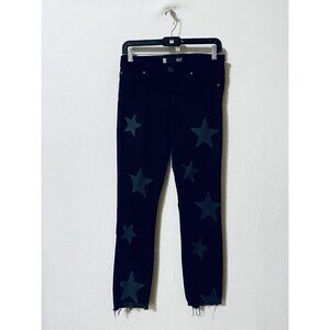 Kut from the Kloth Mia Toothpick Skinny Jeans Womens 2 Star Print Frayed Hem